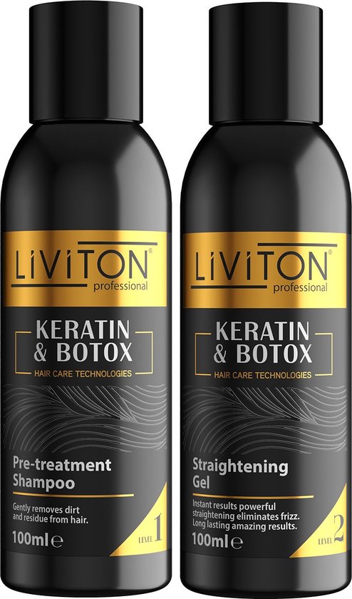 Liviton Keratine & Botox No.1 & No.2 - Keratine Behandeling - Haarbotox - Proteïne Behandeling- Herstelt beschadigd haar - 2x 100 ml