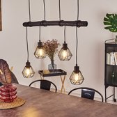 BELANIAN - Vintage Plafondlamp - Houten Hanglamp - Sean hanglamp zwart, 4-lichtbronnen - Metalen Hanglamp - Spider Hanglamp - Eetkamer plafondlamp - Keuken hanglamp - Woonkamer Lam