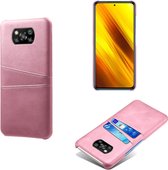 Backcover met Opbergvakjes + PMMA Screenprotector voor Xiaomi Poco X3 / X3 NFC / X3 Pro _ Roze Goud