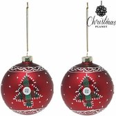 LuxuryLiving - Kerstballen - 8 cm - Kristal - Rood - Pack 3 uds