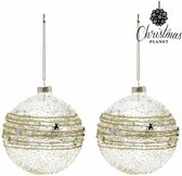LuxuryLiving - Kerstballen - 10 cm - Kristal - Gouden - Pack 3 uds