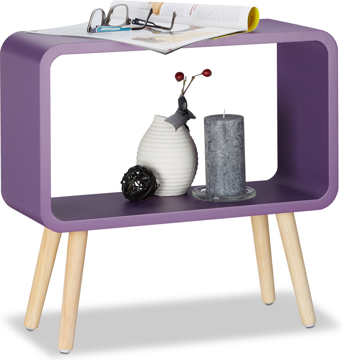 Relaxdays Roze Nachtkastje Kinderkamer Met Deur - 41x40x30 Cm, Regenboog Design