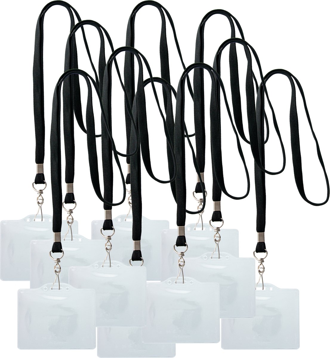 30 x Lanyard zwart + badgehouder - Keycord met badge