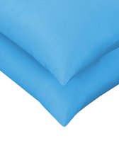 Kasteel - Kussenslopen - 60x70 cm - Midden Blauw - 100% Katoen - Set Van 2 Stuks