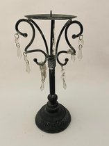 J-line chandelier + pendentifs verre fer forgé gris 15x15x34cm