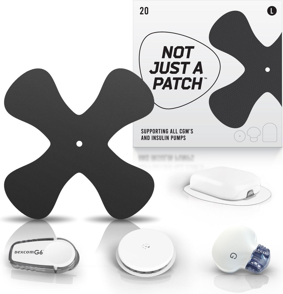 Goedkoopste Not Just a Patch - X Patches - Black - 20 pack -voor patchpomp of CGM-sensor - Optimale hechting