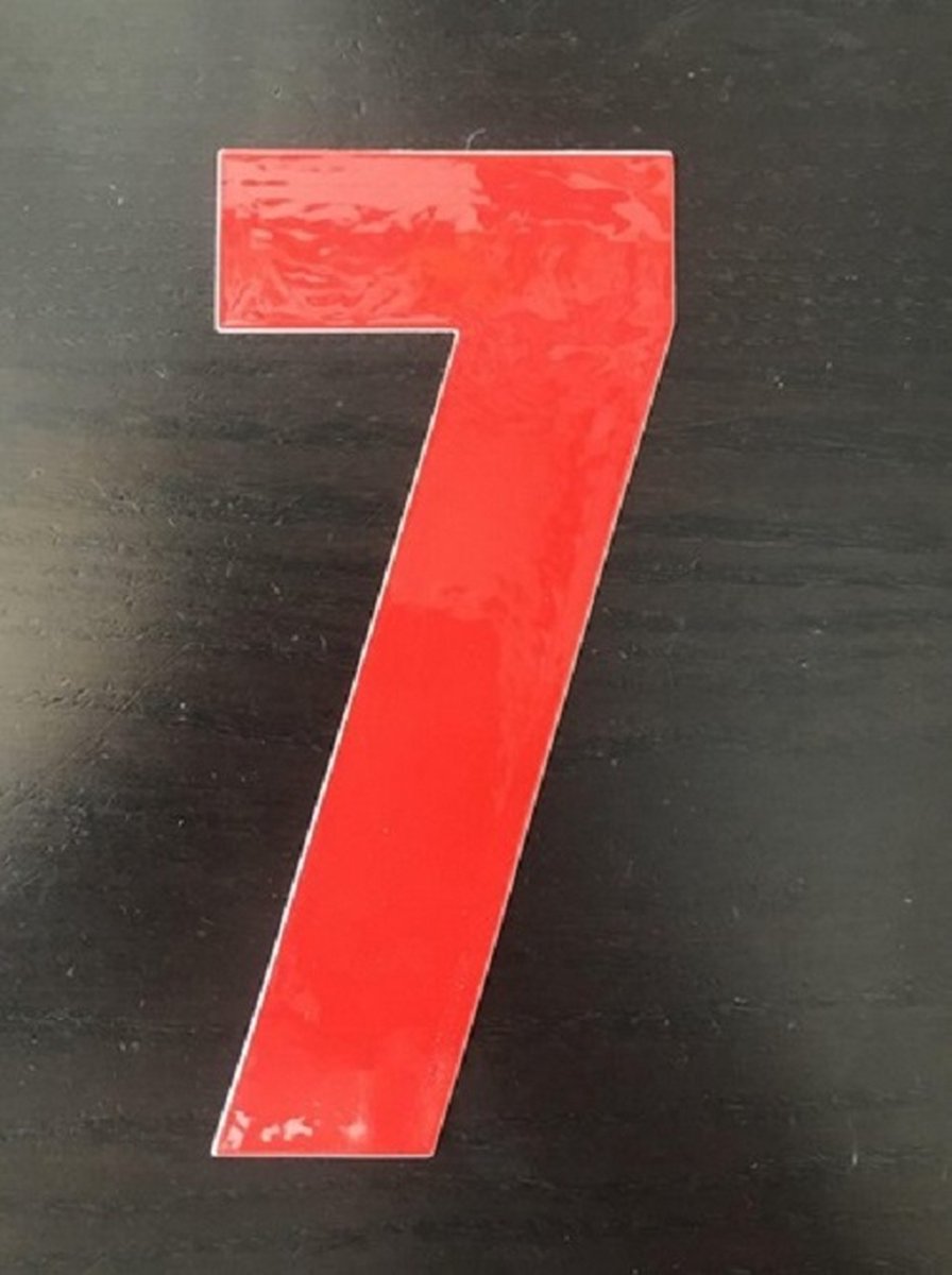 Reflecterend Cijfersticker: 7 ROOD 16,5cm  - Brievenbussticker, Plaknummer, Huisnummersticker, Kliko sticker, Containersticker