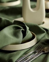 VANLINNEN - Linen Olive green tablecloth - natural 100% linen - 210cm x 420cm - Groen tafelkleed - 100% linnen