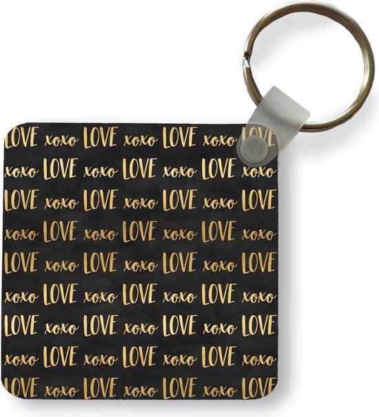 Sleutelhanger - Patronen - Love - Goud - Zwart - Plastic - Rond - Uitdeelcadeautjes