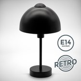 B.K.Licht - Tafellamp zwart - met E14 fitting - retro - metaal - Ø18cm