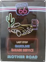 Wandbord - Historic Route 66 - Mother Road Gasoline Neon