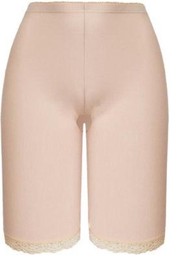 Dames Lange Boxershorts - High Waist - Katoen - Met Kant - Beige - Maat XL (701)