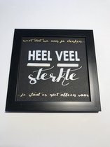 Tekstbord / Wandbord / Sterkte / Verjaardag / Cadeau / Woondecoratie / Zwart / Fotolijst