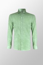 Vercate - Heren Lange Mouwen Overhemd - Groen - Slim-Fit - Linnen Katoen - Maat 44/XL