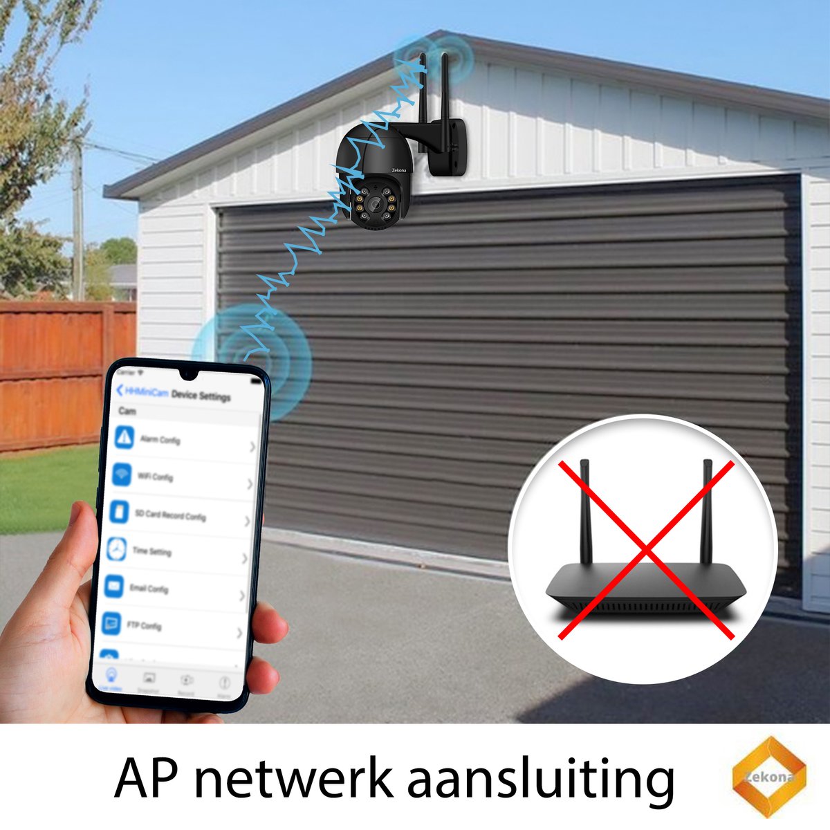 Zekona 20C Zwart - Full HD Beveiligingscamera - IP Camera Beveiliging - Outdoor Beveiliging - Bewakingscamera voor Binnen & Buiten - Buiten Camera met Nachtzicht - Indoor Camera met Meeluister Functie - WiFi 4x Digitale Zoom + 32 GB SD Kaart – foto 6
