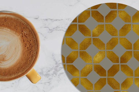 Sous- Sous-verres pour verres - Ronds - Motifs - Goud - Luxe - 10x10 cm - 6 pièces