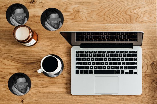 Sous-verres pour verres - Rond - Portrait de Guillaume Ier - Adriaen Thomasz - Zwart - Wit - 10x10 cm - Sous-verres en verre - 6 pièces