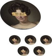 Sous- Sous-verres pour verres - Ronds - Femme - Art - Peinture - 10x10 cm - Sous-verres en verre - 6 pièces