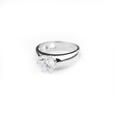 Silventi 943282609-54 Zilveren Ring - Dames - Zirkonia - 8 mm - Hartjes Opengewerkt - 8,5 mm Breed - Maat 54 - Rhodium - Zilver