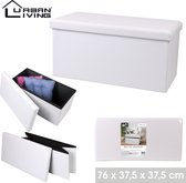 Urban Living - Opvouwbox Wit 76x37,5x37,5cm - Poef Kunst leder