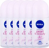 Nivea Pearl & Beauty Deodorant Roller - 6 x 50 ml