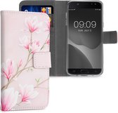kwmobile telefoonhoesje geschikt voor Samsung Galaxy J5 (2017) DUOS - Backcover voor smartphone - Hoesje met pasjeshouder in poederroze / wit / oudroze - Magnolia design