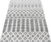 Loper Modern tapijt met uniek design in de kleur grijs wit