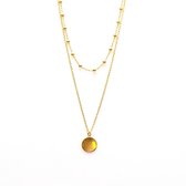 Karma ketting T82-COL-GP Double Necklace Dots Disc Goldplated