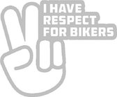 I have respect for bikers sticker voor op de auto - Auto stickers - Auto accessories - Stickers volwassenen - 15 x 12 cm Zilver