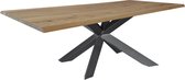 Boomstam tafel eikenhout slank u-poot onderstel - warme bruine kleur - extra dik blad