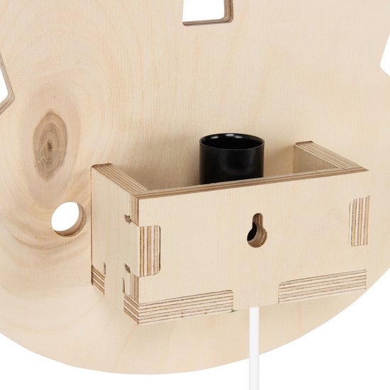 Houten wandlamp kinderkamer | Graafmachine - blank