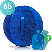 Damster® Ergonomische Zitbal – Fitnessbal M - Zwangerschapsbal & Yogabal – Zitbal kantoor - blauw chenille 65 cm