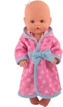 Poppenkleertjes - Geschikt voor babypop van 35cm - Badjas - Roze en blauw