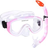 Merkloos - Snorkelset voor Kinderen - Duikbril met 180 graden Panoramisch Gezichtsveld - Roze