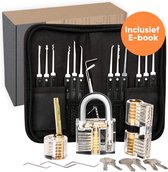 Tech Wolf - Uitgebreide Lockpick Set met 3 sloten - Lockpicking - Lock pick gereedschap tools - Lockpicken voor beginners en professionals - 2021 Versie- inclusief E-Book