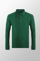 Vercate - Heren Polo met lange mouwen - Groen - Slim Fit - Piqué Katoen - Maat S