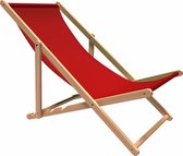 Strandstoel Holtaz - Inklapbaar - Hout - Comfortabele zonnebed - ligbed met verstelbare lighoogte - houten frame met stoffen - Rood