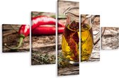Schilderij - Olijfolie met kruiden en chili, 5luik, Premium print
