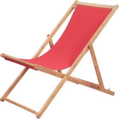 Decoways - Strandstoel inklapbaar stof en houten frame rood