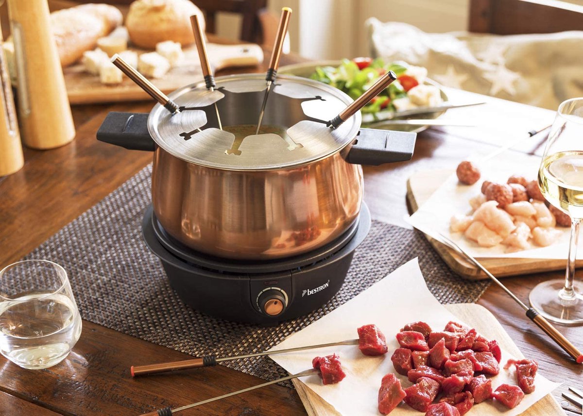 Bestron Fondueset Elektrisch AFD850CO - 1500W - 1,5L voor 8 personen - Incl 8 fonduevorkjes - Koper - 5 jaar garantie — cadeau in Kookcadeaus - foto 4