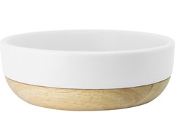 TAK Design Kio Serveerkom M - Aardewerk/Acaciahout - Ø14,3 x 4,5 cm - Wit