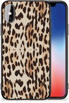 Telefoonhoesje Geschikt voor iPhoneX | Xs TPU Silicone Hoesje met Zwarte rand Leopard