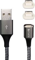 4smarts 2x Lightning Connectors met USB Kabel GRAVITYCord 2.0 1M Grijs -4S468506