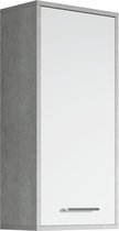 Badplaats Badkamerkast Aura 37 x 24 x 77 cm - Beton met Wit - Hangende Kolomkast met 1 Deur