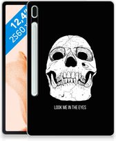 Tablet Hoes Samsung Galaxy Tab S7FE Mobiel Case Skull Eyes met transparant zijkanten