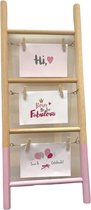 Fotoladder | Roze | Beige | 26 x 60 CM | Meisje | 3 foto's of kaarten | Fototrapje | Kinderfotolijst | Babyshower | Kraamcadeau | Geboortecadeau | Mijn eerste jaar | Geschenk | Gen