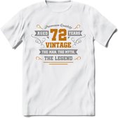 72 Jaar Legend T-Shirt | Goud - Zilver | Grappig Verjaardag Cadeau | Dames - Heren | - Wit - 3XL