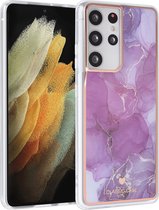 UNIQ Classic Case Samsung Galaxy S21 Ultra TPU Backcover hoesje - Marble Purple