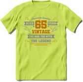65 Jaar Legend T-Shirt | Goud - Zilver | Grappig Verjaardag Cadeau | Dames - Heren | - Groen - S