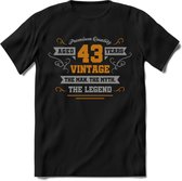 43 Jaar Legend T-Shirt | Goud - Zilver | Grappig Verjaardag Cadeau | Dames - Heren | - Zwart - S